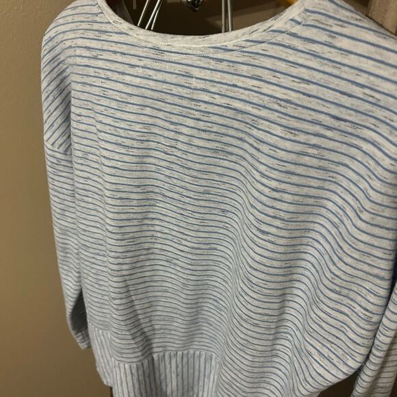 Abercrombie Blue & Grey Striped Hi Low Shirt Nautical Coastal Cool - Picture 2 of 13